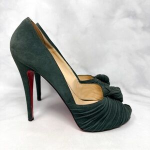 Christian Louboutin Vintage Y2K Lady Gres 120 Suede Knot Platform Pump Heel 38.5